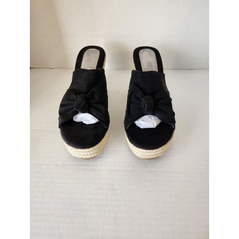 Piepiebuy Bowtie Velvet Wedge Size 11 Sandals